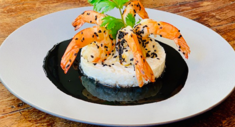 Gambas poêlées & son risotto au lait de coco